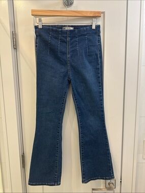 Free People Dark Blue High-Rise Flare Jeans